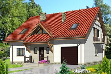 Projekt domu HG-C3A - parterowy z poddaszem dom o powierzchni 139,20 m², dach dwuspadowy - ujęcie frontu