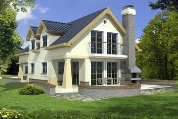 Projekt domu Alicja paliwo stałe wersja A z podwójnym garażem - parterowy z poddaszem dom o powierzchni 123,80 m², dach dwuspadowy, koszt budowy 217 853 zł - ujęcie frontu