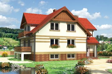  Projekt domu Irena - murowana – ceramika (KRD2355) - projekt domu parterowego z poddaszem - Zdjęcie 1