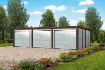  Projekt budynku gospodarczego GB39 Blaszany Trzystanowiskowy (SLN2165) - projekt budynku parterowego - Zdjęcie 1