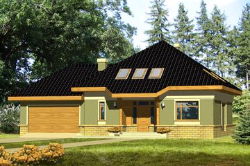  Projekt domu Kuba z garażem 2-st. [A1] (WRF1314) - projekt domu parterowego z poddaszem - Zdjęcie 1