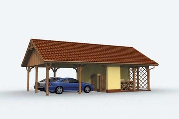  Projekt wiaty garażowej G154 wiata dwustanowiskowa z pomieszczeniem gospodarczym (SLN1249) - projekt wiaty parterowego - Zdjęcie 1