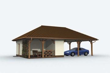  Projekt wiaty garażowej G155 wiata dwustanowiskowa z pomieszczeniem gospodarczym (SLN1250) - projekt wiaty parterowego - Zdjęcie 1