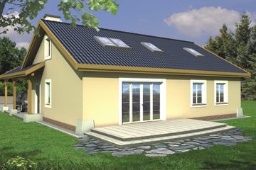  Projekt domu Azalia paliwo stałe wersja B z wiatą (WRD1719) - projekt domu parterowego z poddaszem - Zdjęcie 1