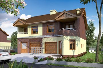  Projekt domu Papuga z garażem 1-st. bliźniak [A-BL1] (WRF1323) - projekt domu z pełnym piętrem - Zdjęcie 1