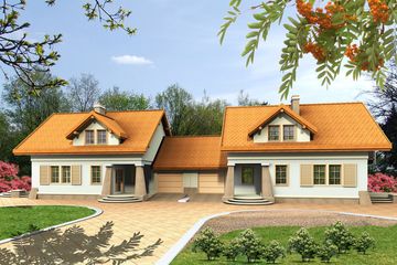  Projekt domu Wilga z garażem 1-st. bliźniak [A-BL] (WRF1326) - projekt domu parterowego z poddaszem - Zdjęcie 1