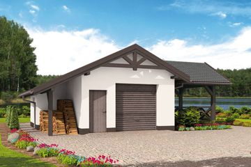  Projekt garażu G53 Szkielet drewniany (SLN2194) - projekt garażu parterowego - Zdjęcie 1