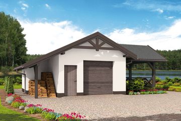  Projekt budynku gospodarczego G53 szkielet drewniany budynek gospodarczy (SLN2195) - projekt budynku parterowego - Zdjęcie 1