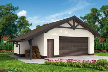  Projekt garażu G58 Szkielet drewniany (SLN2196) - projekt garażu parterowego - Zdjęcie 1
