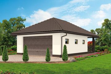  Projekt garażu G60 Szkielet drewniany (SLN2198) - projekt garażu parterowego - Zdjęcie 1