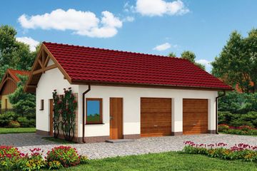  Projekt garażu G84 Szkielet drewniany (SLN2200) - projekt garażu parterowego - Zdjęcie 1