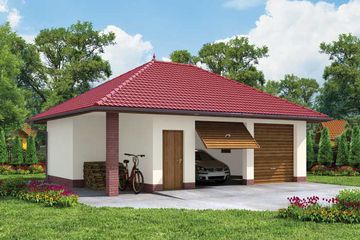  Projekt garażu G33 Szkielet drewniany (SLN2202) - projekt garażu parterowego - Zdjęcie 1