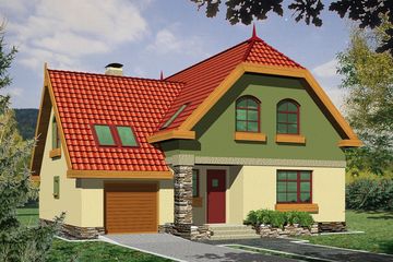  Projekt domu Cyprys paliwo stałe wersja B z podwójnym gar. (WRD1722) - projekt domu parterowego z poddaszem - Zdjęcie 1