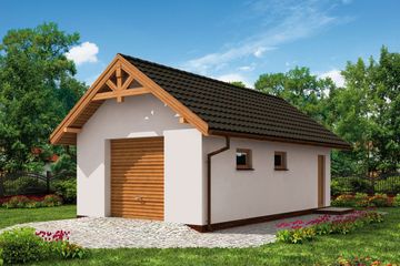  Projekt garażu G8 szkielet drewniany (SLN2183) - projekt garażu parterowego - Zdjęcie 1