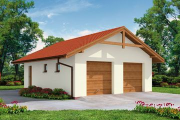  Projekt garażu G1A Szkielet drewniany (SLN2190) - projekt garażu parterowego - Zdjęcie 1