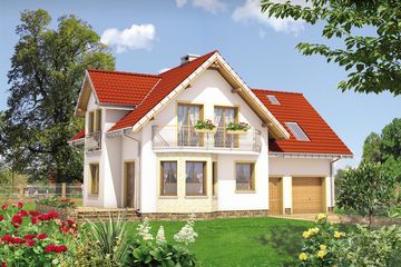  Projekt domu Ametyst Polo - murowana – beton komórkowy (KRD2165) - projekt domu parterowego z poddaszem - Zdjęcie 1