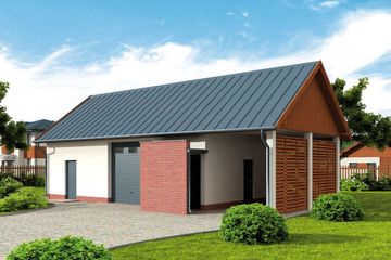  Projekt garażu G323 garaż jednostanowiskowy z wiatą (SLN2229) - projekt garażu parterowego - Zdjęcie 1