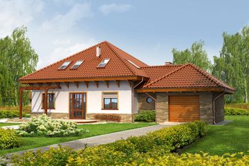  Projekt domu Ala G1 (WRC1703) - projekt domu parterowego z poddaszem - Zdjęcie 1