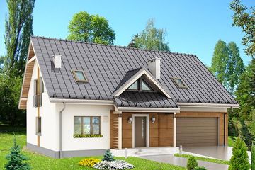  Projekt domu HG-C3D (KRM1078) - projekt domu parterowego z poddaszem - Zdjęcie 1