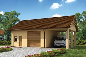  Projekt garażu G213 garaż dwustanowiskowy z pomieszczeniami gospodarczymi (SLN1295) - projekt garażu parterowego - Zdjęcie 1