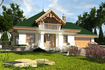  Projekt domu Żuraw z garażem 2-st. [A1] (WRF1385) - projekt domu parterowego z poddaszem - Zdjęcie 1
