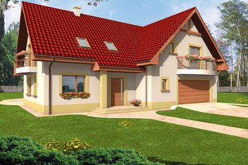  Projekt domu Klaudia 2rodziny (WRY1036) - projekt domu parterowego z poddaszem - Zdjęcie 1