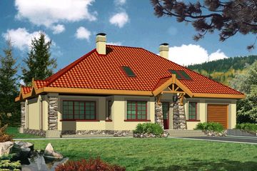  Projekt domu Modrzew paliwo stałe wersja B z podwójnym gar. (WRD1760) - projekt domu parterowego z poddaszem - Zdjęcie 1