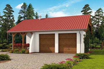  Projekt garażu G42 Szkielet drewniany (SLN2214) - projekt garażu parterowego - Zdjęcie 1