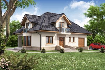  Projekt domu Minos (WRW1078) - projekt domu parterowego z poddaszem - Zdjęcie 1