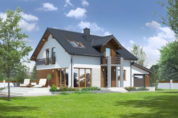  Projekt domu Dziekanowice 32 (KRP1293) - projekt domu parterowego z poddaszem - Zdjęcie 1
