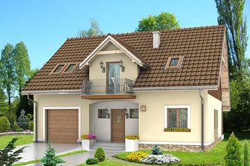  Projekt domu HG-C1A (KRM1042) - projekt domu parterowego z poddaszem - Zdjęcie 1