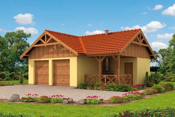  Projekt garażu G64 garaż dwustanowiskowy z pomieszczeniem gospodarczym (SLN1157) - projekt garażu parterowego - Zdjęcie 1