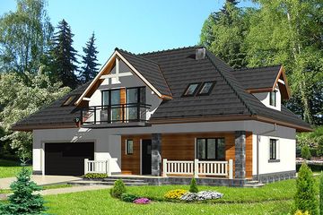  Projekt domu HG-I5 (KRM1050) - projekt domu parterowego z poddaszem - Zdjęcie 1