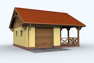  Projekt garażu G70 garaż jednostanowiskowy z altaną (SLN1163) - projekt garażu parterowego - Zdjęcie 1