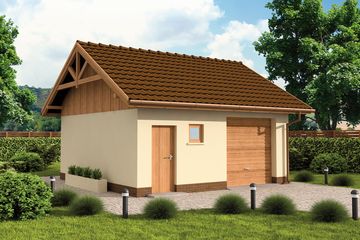  Projekt garażu G73 garaż jednostanowiskowy z pomieszczeniem gospodarczym (SLN1166) - projekt garażu parterowego - Zdjęcie 1