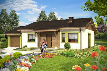  Projekt domu Hugo z garażem 1-st. [A] (WRF1466) - projekt domu parterowego - Zdjęcie 1
