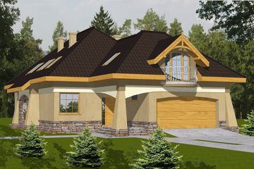  Projekt domu Klaudia II z garażem 2-st. [A] (WRF1279) - projekt domu parterowego z poddaszem - Zdjęcie 1