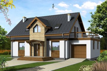  Projekt domu Zuzia z garażem 1-st. [A] (WRF1281) - projekt domu parterowego z poddaszem - Zdjęcie 1