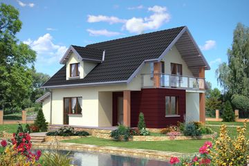  Projekt domu Agat - murowana – beton komórkowy (KRD2310) - projekt domu parterowego z poddaszem - Zdjęcie 1