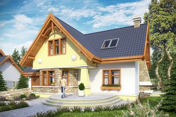  Projekt domu Sójka z garażem 1-st. [A] (WRF1136) - projekt domu parterowego z poddaszem - Zdjęcie 1