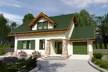  Projekt domu Sowa z garażem 1-st. [A] (WRF1139) - projekt domu parterowego z poddaszem - Zdjęcie 1