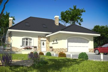  Projekt domu Sylwia z garażem 2-st. [A] (WRF1142) - projekt domu parterowego z poddaszem - Zdjęcie 1