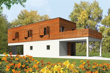  Projekt domu Horizon (z wiatą) (WRC1757) - projekt domu z pełnym piętrem - Zdjęcie 1