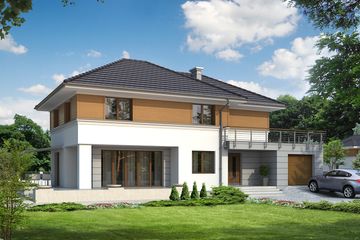 Projekt domu Cyprys 4 - z pełnym piętrem dom o powierzchni 172,17 m², dach kopertowy, koszt budowy 455 000 zł - ujęcie frontu