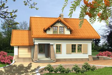  Projekt domu Wilga z garażem 1-st. [A] (WRF1152) - projekt domu parterowego z poddaszem - Zdjęcie 1
