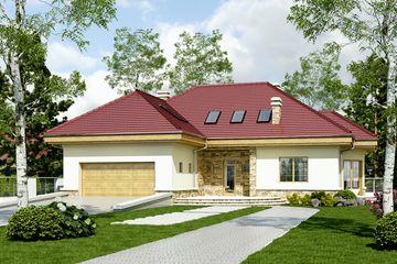  Projekt domu Wrona z garażem 2-st. [A] (WRF1154) - projekt domu parterowego z poddaszem - Zdjęcie 1