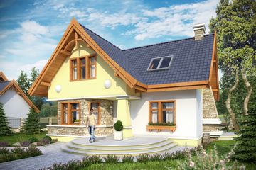  Projekt domu Sójka bez garażu [B] (WRF1284) - projekt domu parterowego z poddaszem - Zdjęcie 1