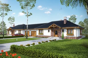  Projekt domu Filipek z garażem 1-st. bliźniak [A-BL] (WRF1287) - projekt domu parterowego - Zdjęcie 1