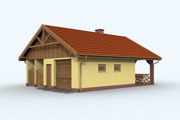  Projekt garażu G121 garaż jednostanowiskowy z werandą i pomieszczeniem gospodarczym (SLN1218) - projekt garażu parterowego - Zdjęcie 1