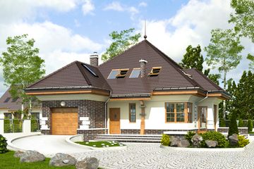  Projekt domu Żuraw II z garażem 1-st. [A] (WRF1159) - projekt domu parterowego z poddaszem - Zdjęcie 1